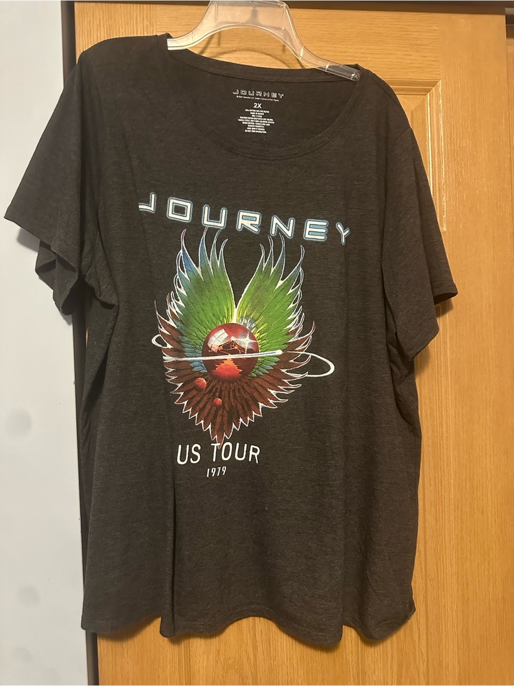 torrid Black Graphic Tee with Green, Red and Blue Wing Design